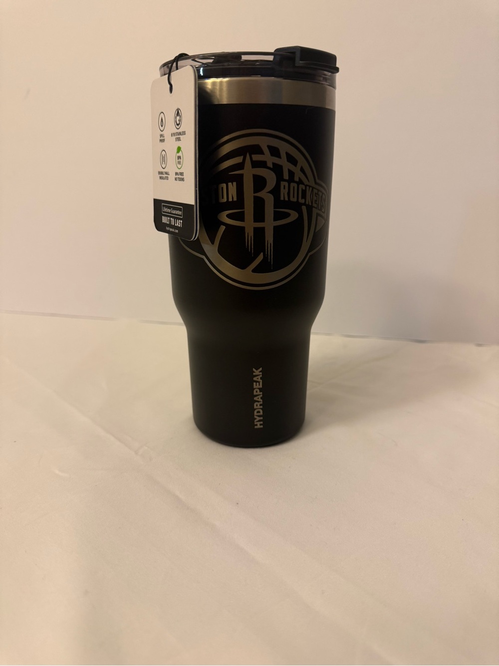 NBA Houston Rockets Stainless Steel Water Bottle Black  & Gold Lettering
